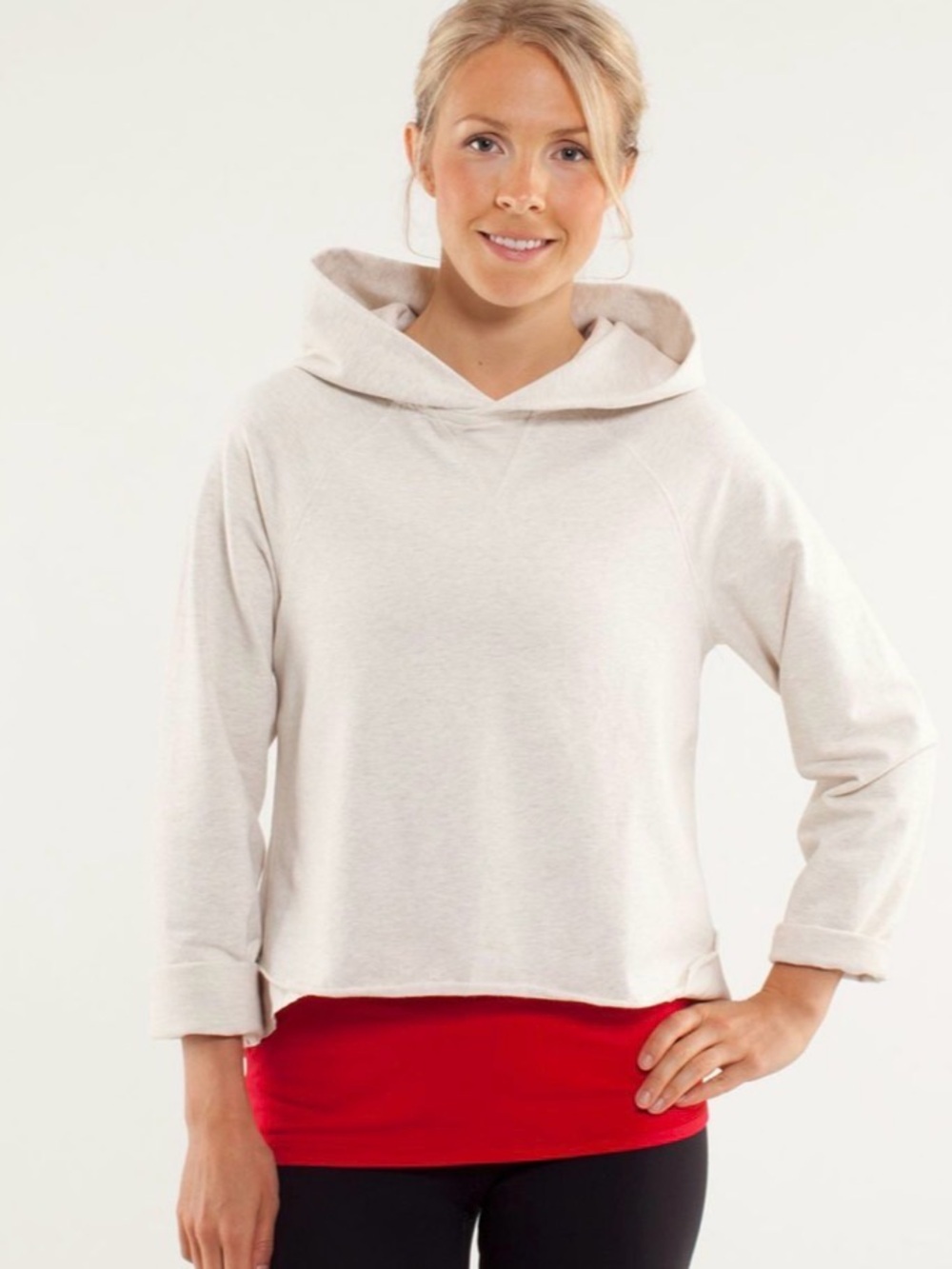 Lululemon Pull Me Over Cream Hoodie Pullover Cotton Yoga Women’s 6